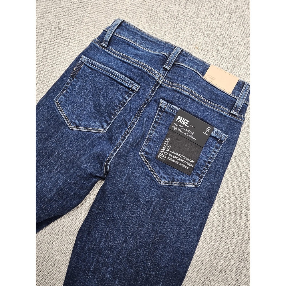 Paige Jeans Womens 24 Blue Hoxton Ankle High Rise Skinny Direction Destructed